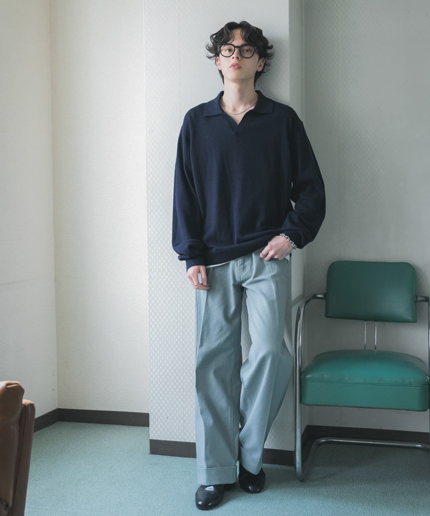 SENSE OF PLACE by URBAN RESEARCH「『洗濯可』スキッパーロングスリーブニット」|ニット・セーター|