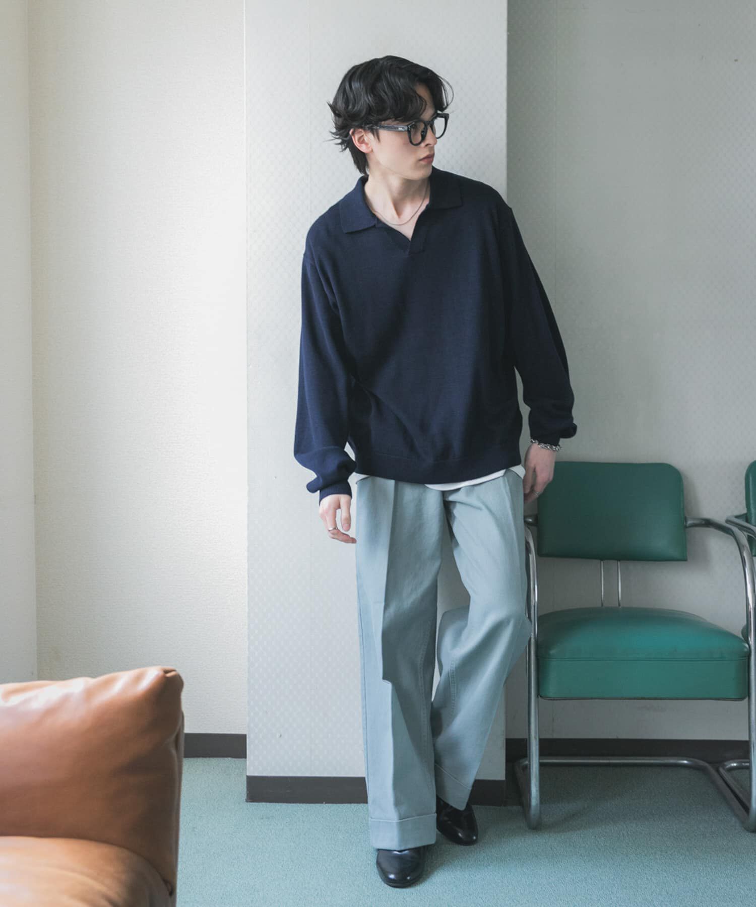 SENSE OF PLACE by URBAN RESEARCH「『洗濯可』スキッパーロングスリーブニット」|ニット・セーター|