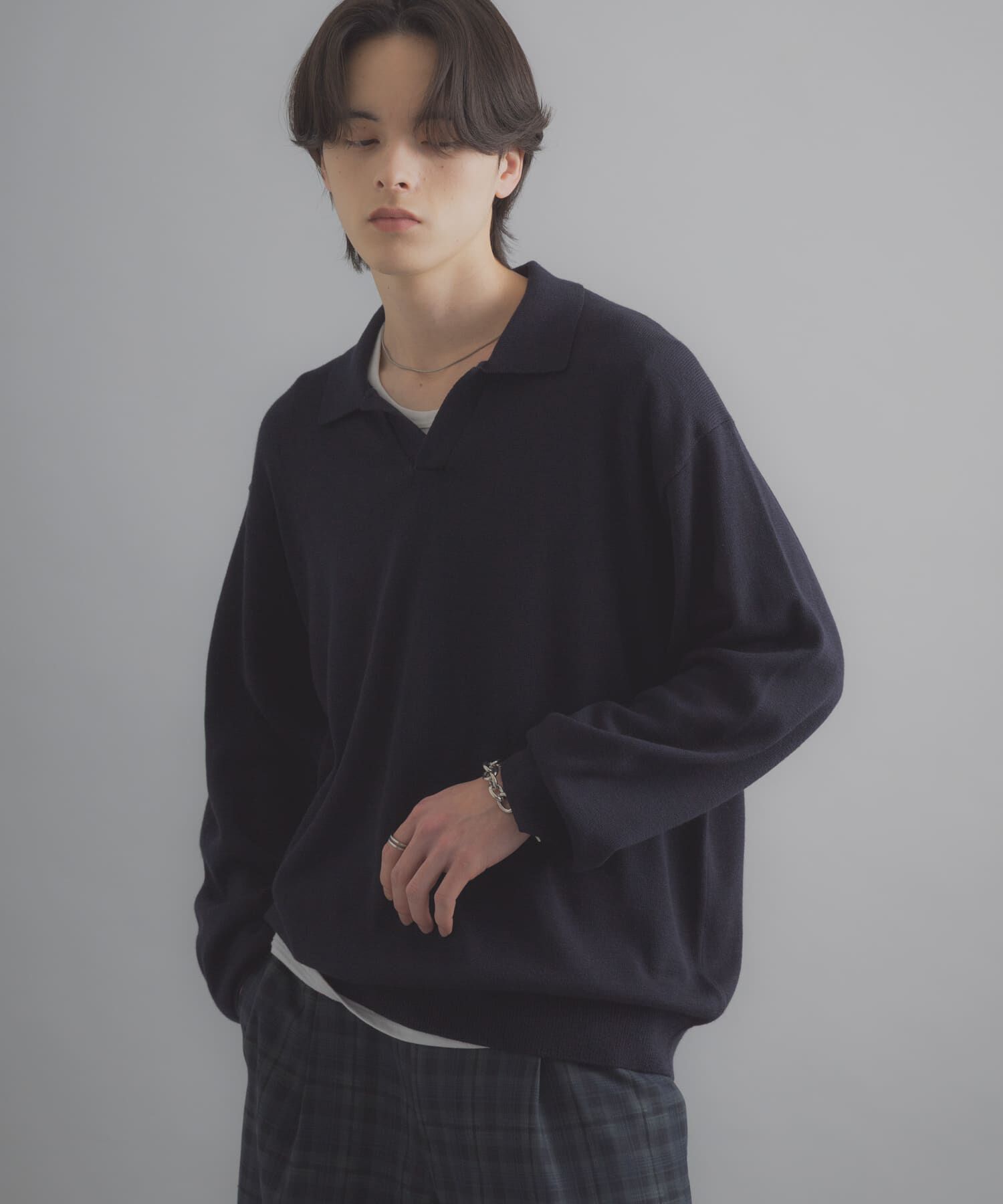 SENSE OF PLACE by URBAN RESEARCH「『洗濯可』スキッパーロングスリーブニット」|ニット・セーター|