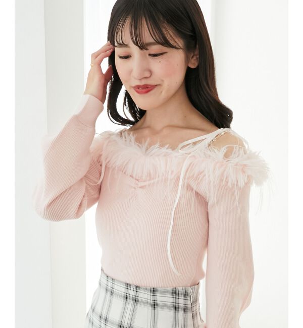  「チェーン付きフェイクファーニット」|ニット・セーター|