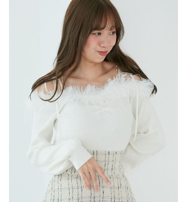  「チェーン付きフェイクファーニット」|ニット・セーター|