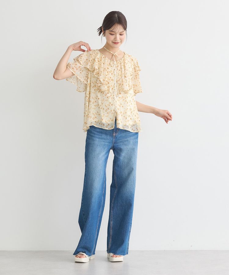 earth music&ecology「チョーカー付き楊柳ラッフルブラウス」|シャツ・ブラウス|