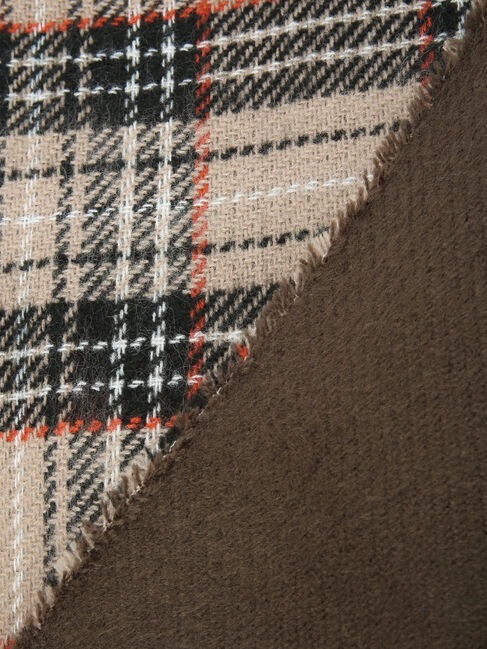  「チェック&times;ソリッドリバーシブルマフラー」|ストール|