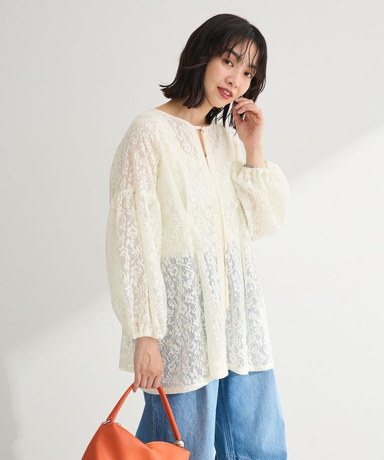 Green Parks「メッシュレースタック入りプルオーバー」|Tシャツ・カットソー|