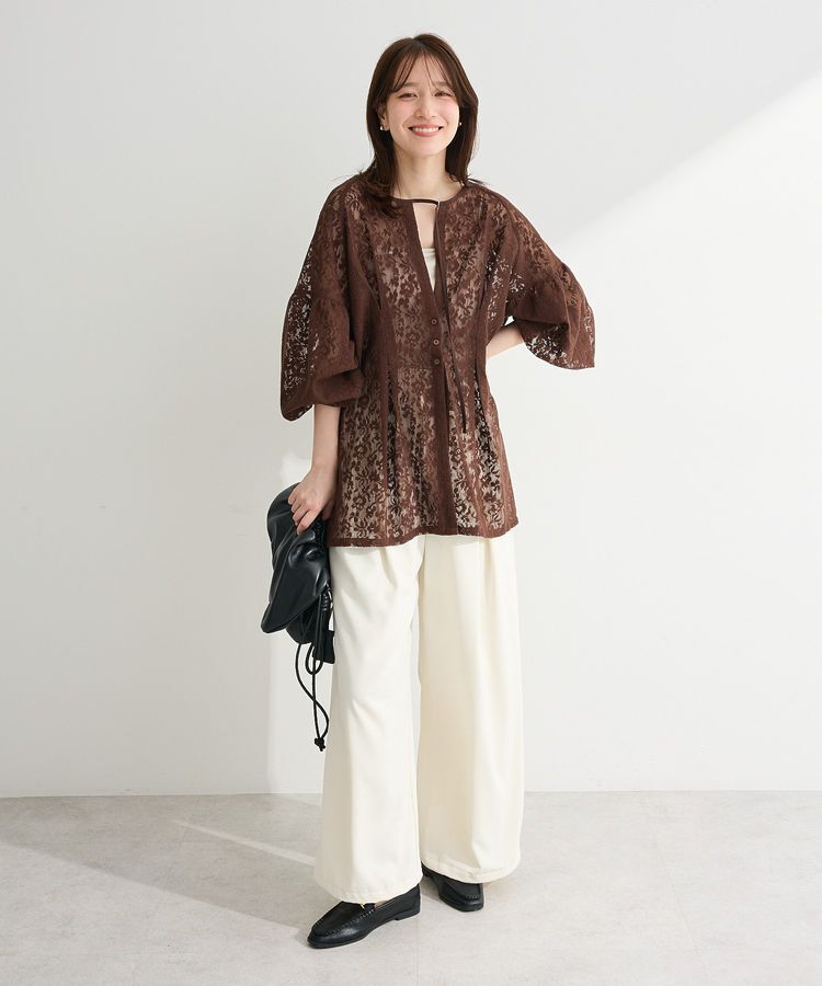 Green Parks「メッシュレースタック入りプルオーバー」|Tシャツ・カットソー|