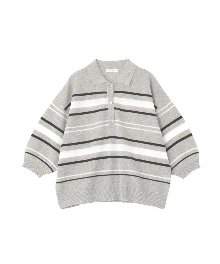 Green Parks「衿付き7分袖ニットプルオーバー」|ニット・セーター|