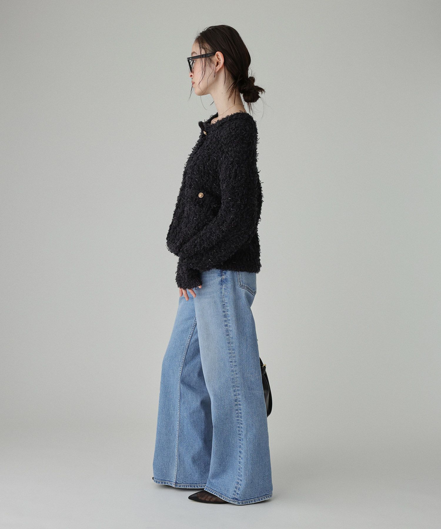 BABYLONE「ツイードニットジャケット」|ノーカラージャケット|