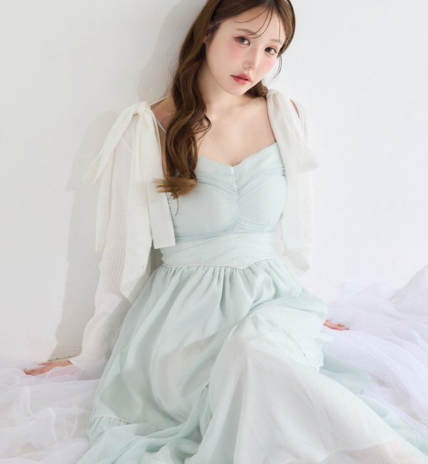  「カーディガンセット配色ワンピース」|ワンピース|