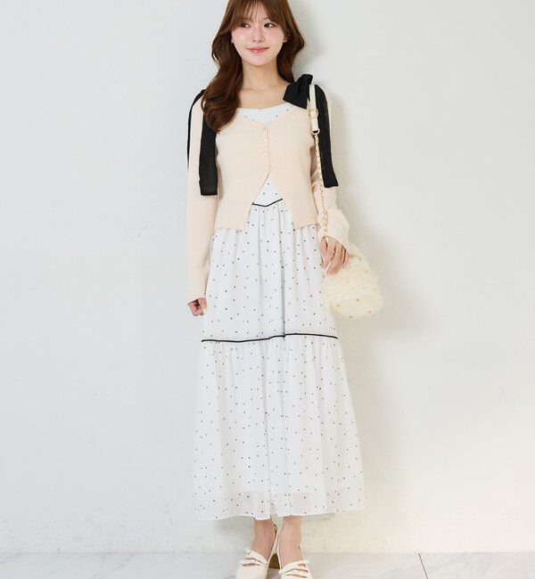  「カーディガンセット配色ワンピース」|ワンピース|