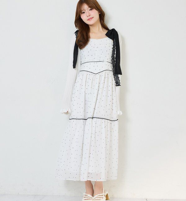  「カーディガンセット配色ワンピース」|ワンピース|