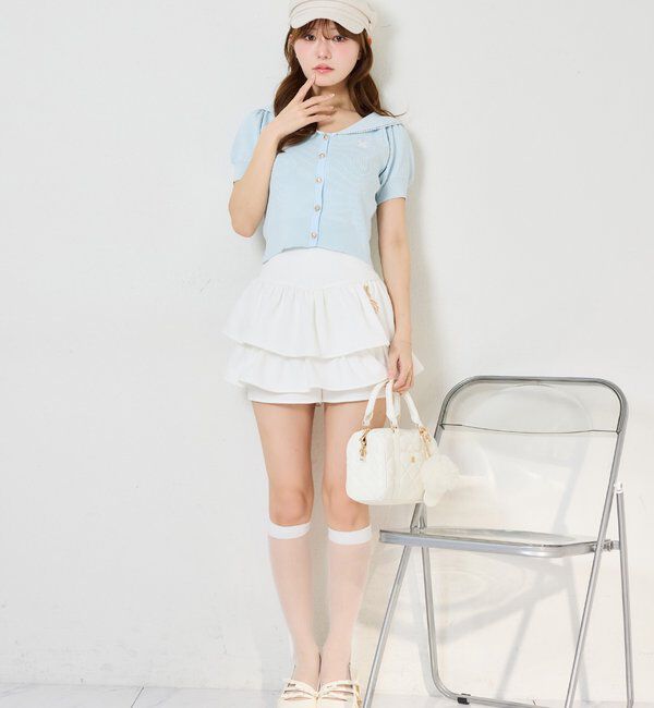  「チャームベルト付きティアードミニスカパン」|スカート|