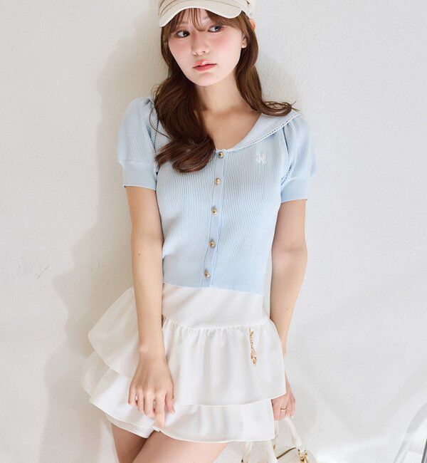  「チャームベルト付きティアードミニスカパン」|スカート|