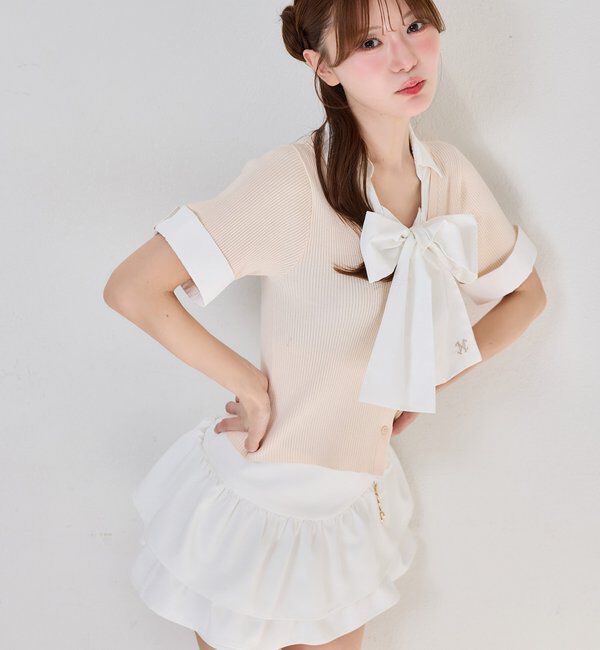  「チャームベルト付きティアードミニスカパン」|スカート|