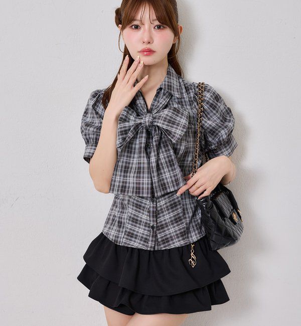  「チャームベルト付きティアードミニスカパン」|スカート|