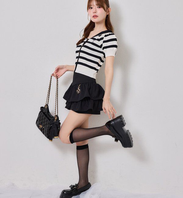  「チャームベルト付きティアードミニスカパン」|スカート|