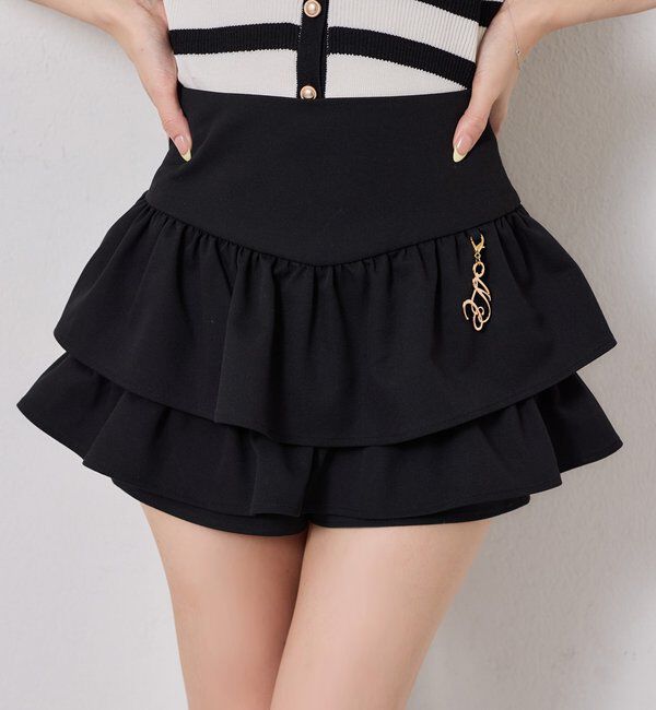  「チャームベルト付きティアードミニスカパン」|スカート|