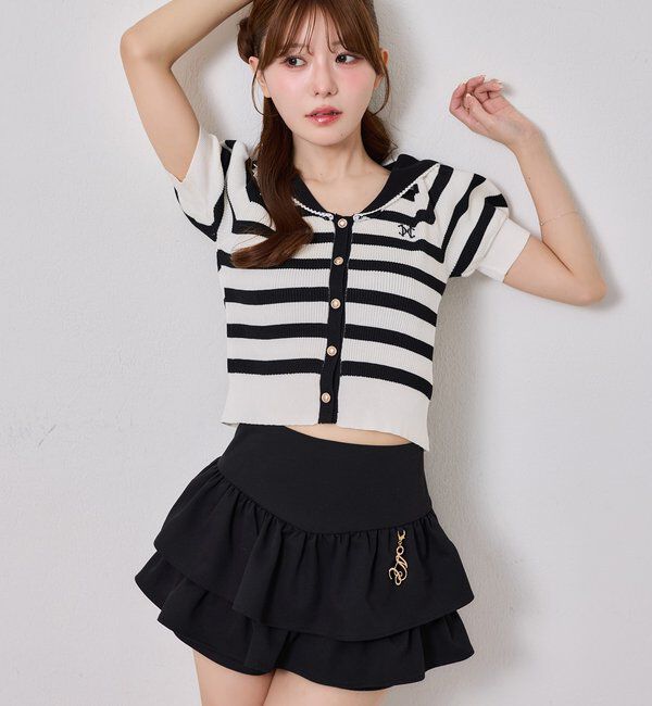  「チャームベルト付きティアードミニスカパン」|スカート|