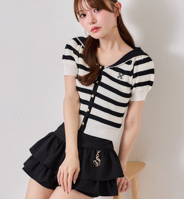  「チャームベルト付きティアードミニスカパン」|スカート|