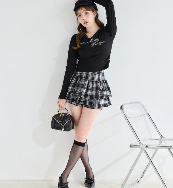  「チャームベルト付きティアードミニスカパン」|スカート|