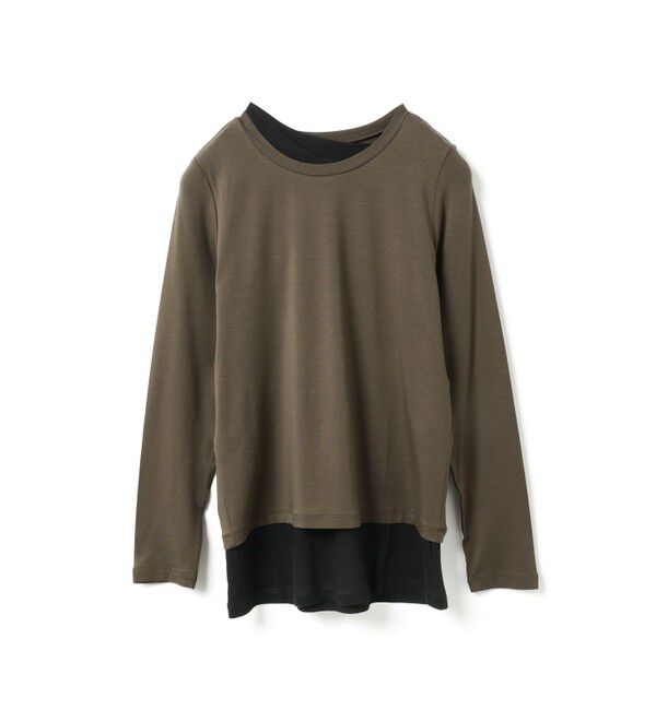 mizuiro ind「mizuiro ind レイヤードTシャツ」|Tシャツ・カットソー|ブラウン&times;ブラック