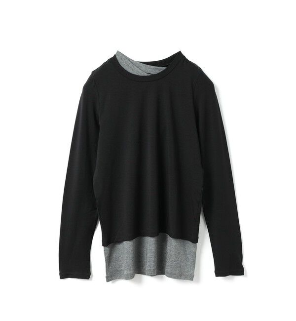 mizuiro ind「mizuiro ind レイヤードTシャツ」|Tシャツ・カットソー|ブラック&times;d.グレー