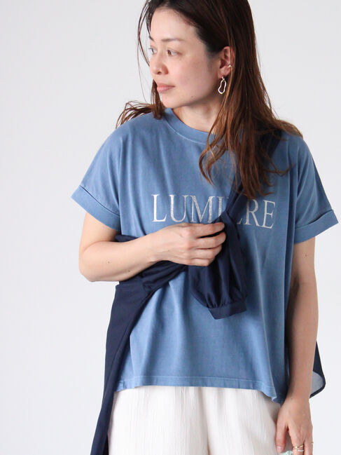 Lugnoncure「ピグメント加工グリッタープリントTシャツ」|Tシャツ・カットソー|ブルー