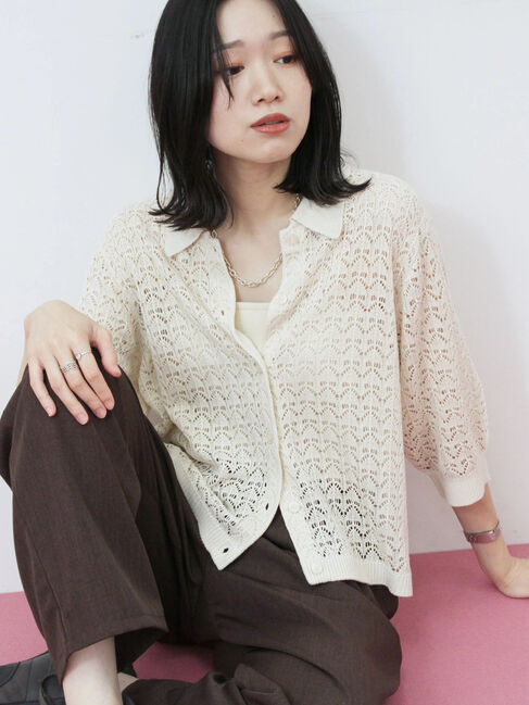 Samansa Mos2 blue「タックイージーパンツ」|その他|