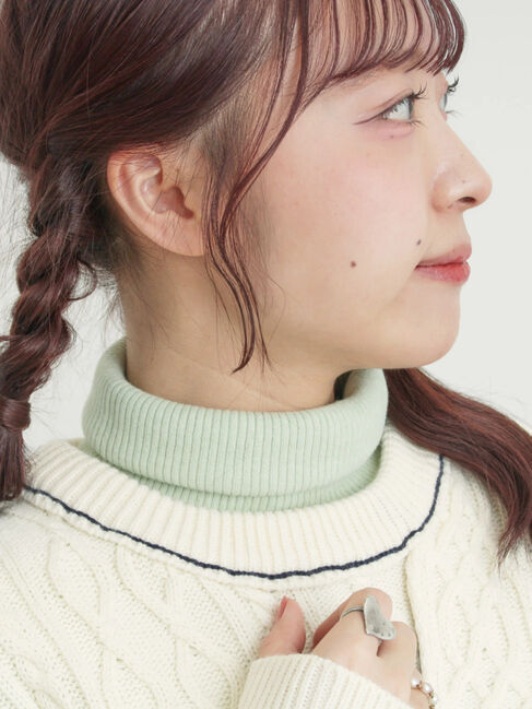 Samansa Mos2「【マシンウォッシャブル】もちもちリブタートルネックニット」|ニット・セーター|グリーン