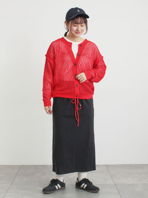 Samansa Mos2「前後2WAY裾ドロストニット」|カーディガン|