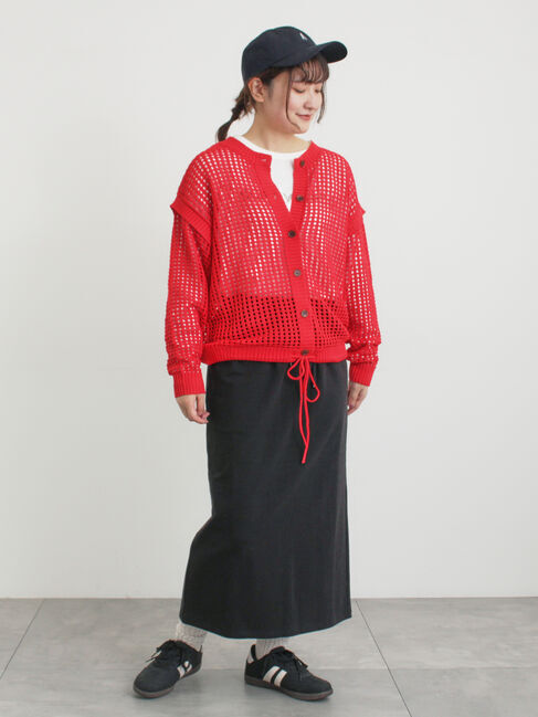 Samansa Mos2「前後2WAY裾ドロストニット」|カーディガン|