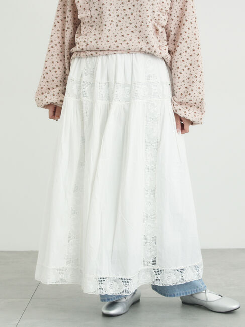 Samansa Mos2「ローズ柄レースギャザースカート」|スカート|