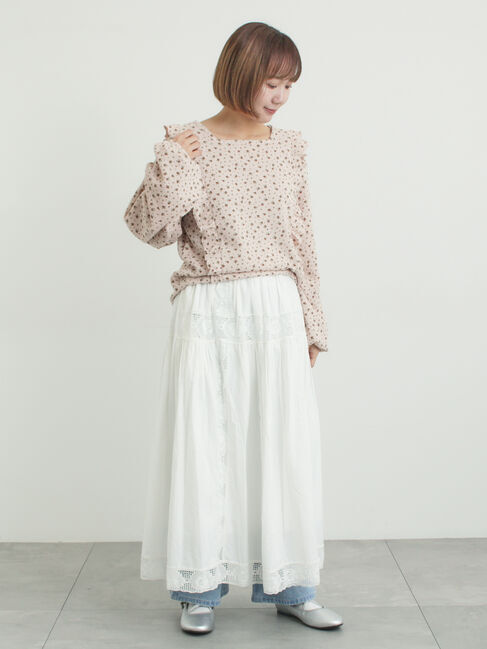 Samansa Mos2「ローズ柄レースギャザースカート」|スカート|