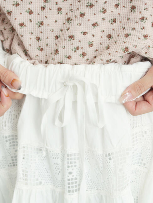 Samansa Mos2「ローズ柄レースギャザースカート」|スカート|