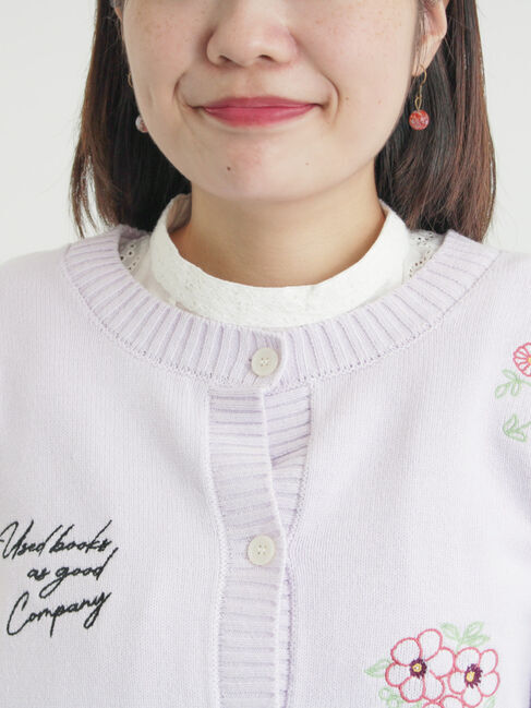 Samansa Mos2「花+ロゴ総柄刺繍カーディガン」|カーディガン|