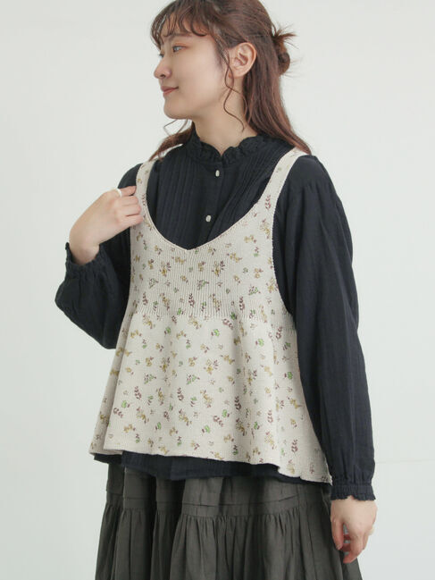 Samansa Mos2「柄アソート前後2WAYニットキャミビスチェ」|ダウンベスト・ベスト|ベージュ