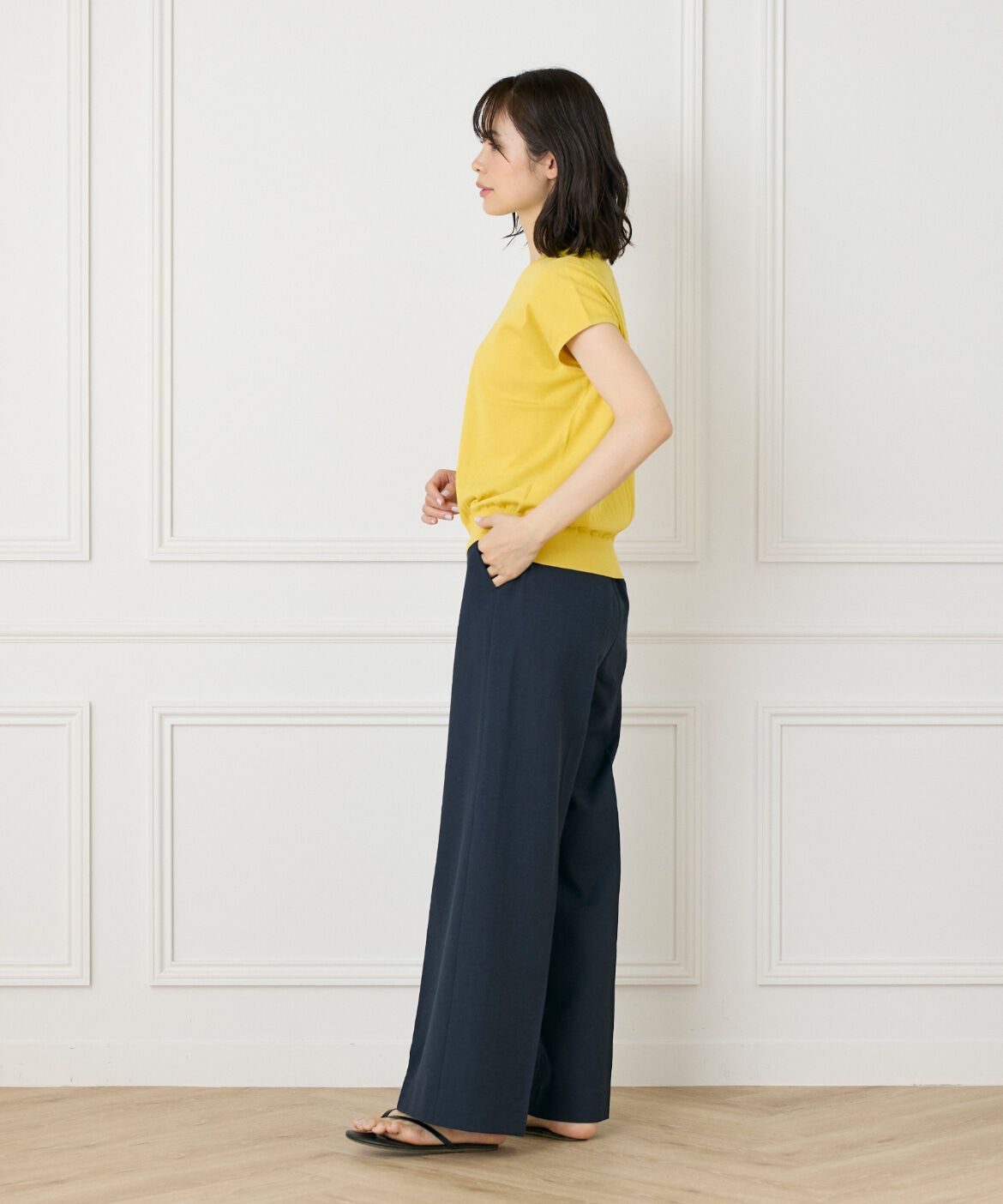 INED「《大きいサイズ》《WEB限定》フレンチスリーブサマーニット」|ニット・セーター|