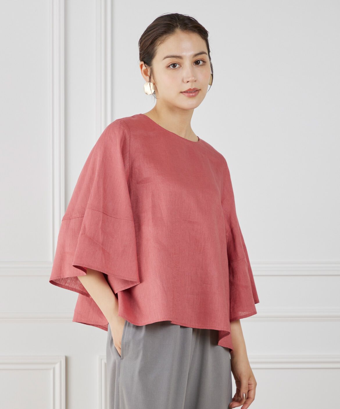 7-IDconcept.「《大きいサイズ》ボリュームスリーブプルオーバー」|シャツ・ブラウス|ピンク1