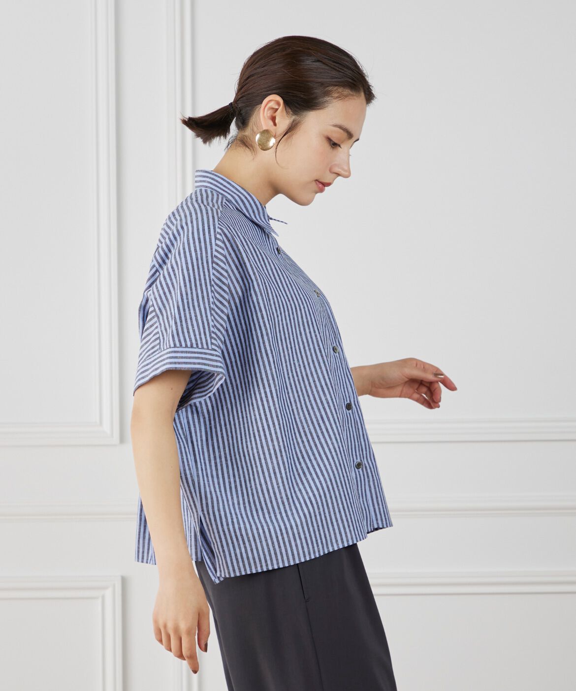 7-IDconcept.「《大きいサイズ》シャツカラーワイドシルエットシャツ」|シャツ・ブラウス|