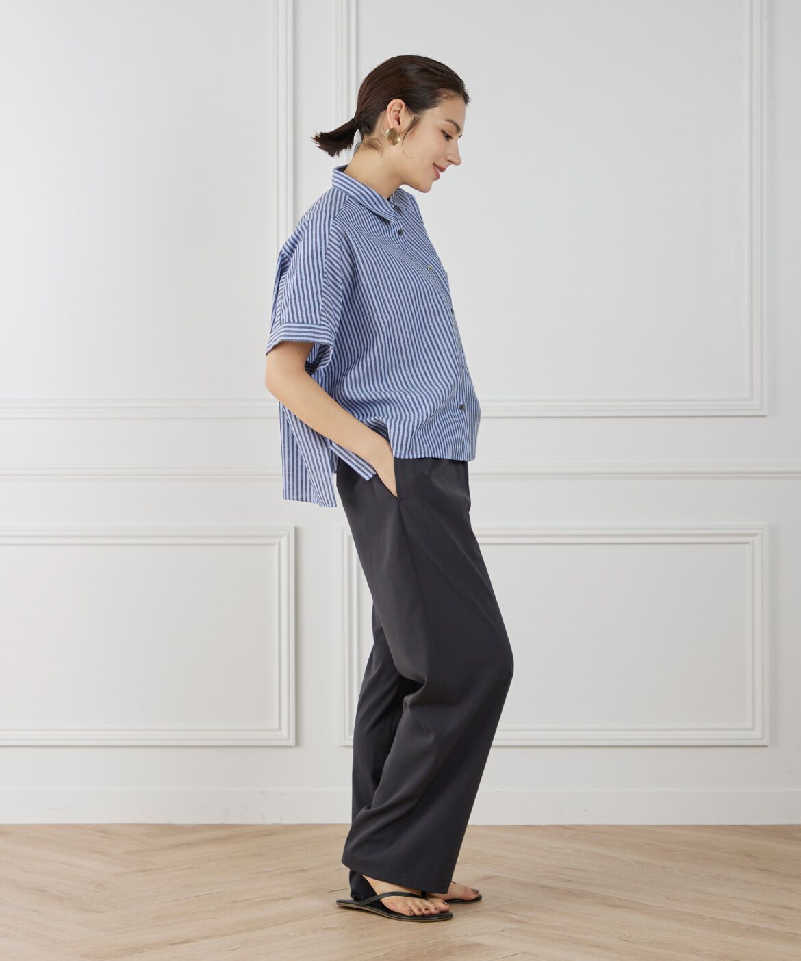 7-IDconcept.「《大きいサイズ》シャツカラーワイドシルエットシャツ」|シャツ・ブラウス|