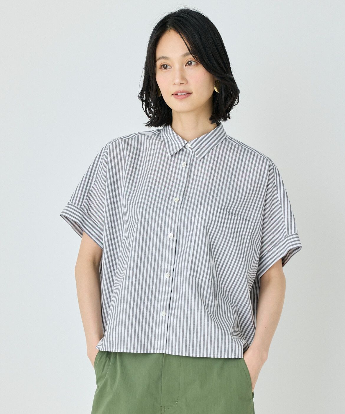 7-IDconcept.「《大きいサイズ》シャツカラーワイドシルエットシャツ」|シャツ・ブラウス|