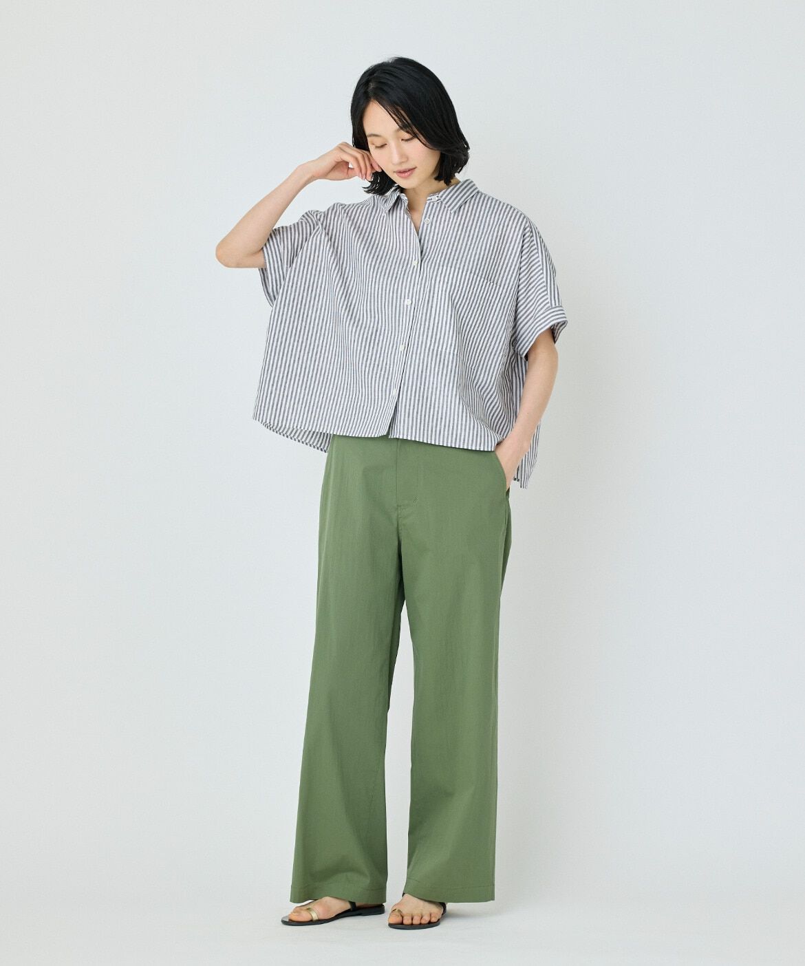 7-IDconcept.「《大きいサイズ》シャツカラーワイドシルエットシャツ」|シャツ・ブラウス|