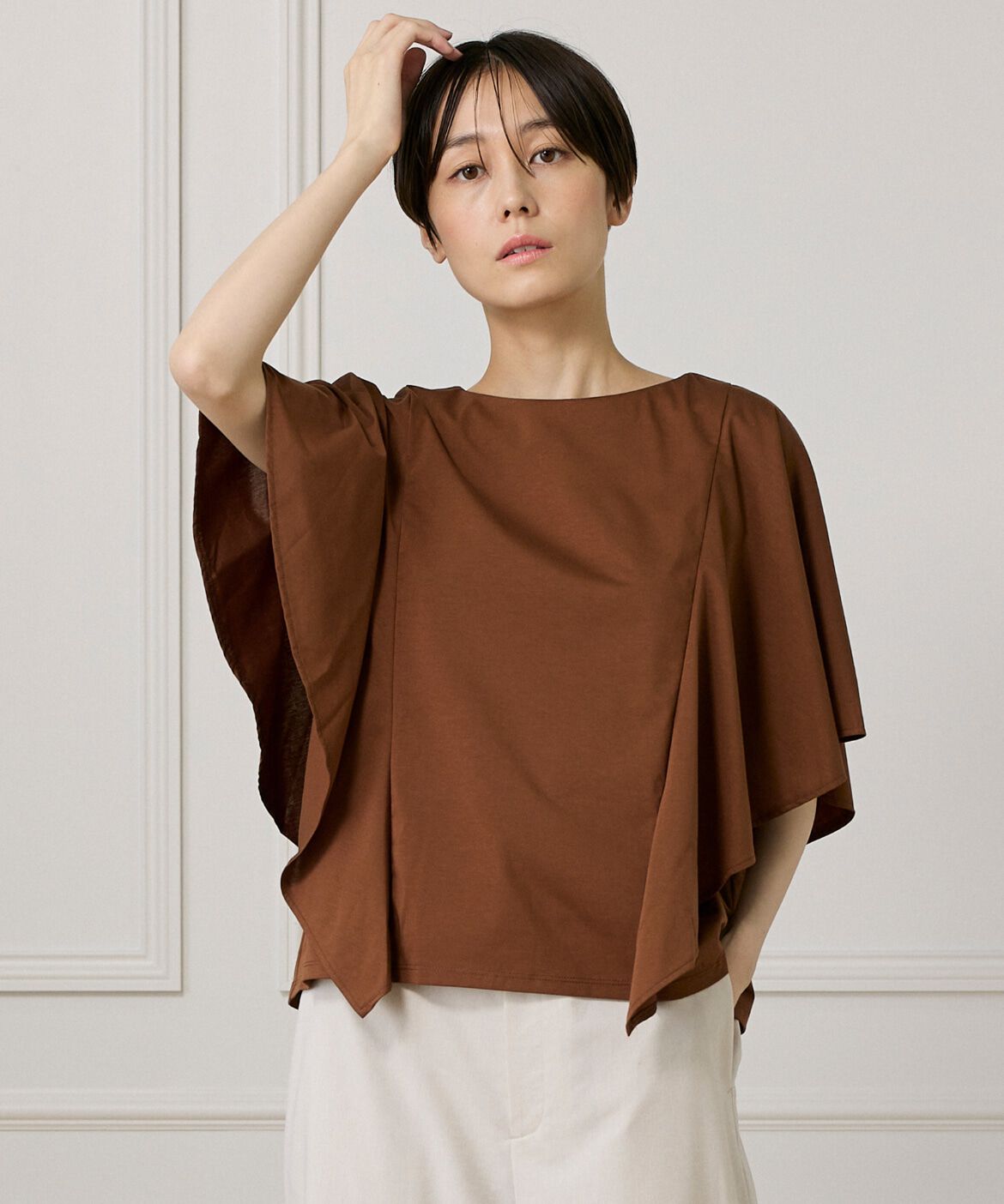 7-IDconcept.「フレアースリーブカットプルオーバー」|Tシャツ・カットソー|ブラウン