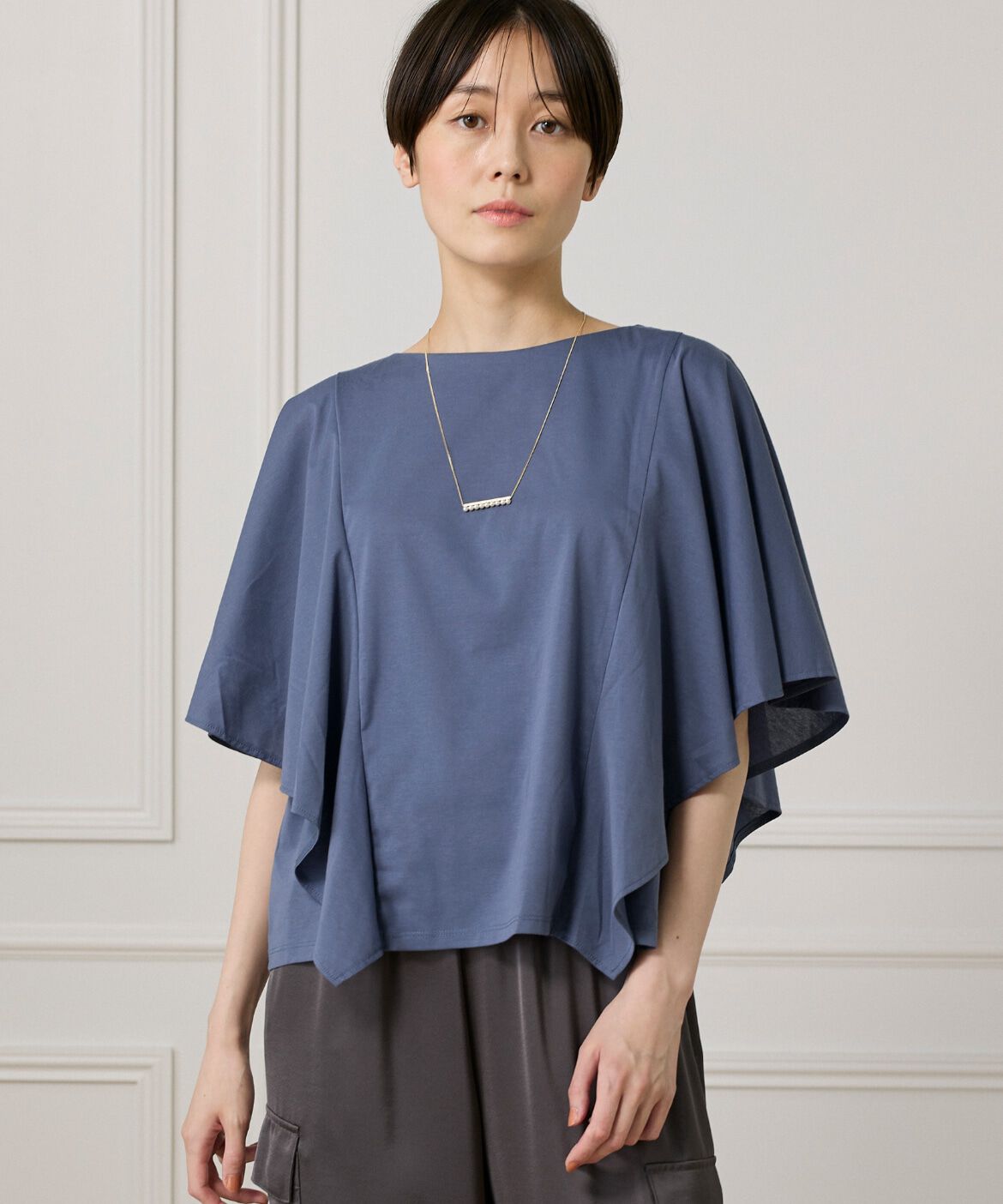 7-IDconcept.「フレアースリーブカットプルオーバー」|Tシャツ・カットソー|ブルー1