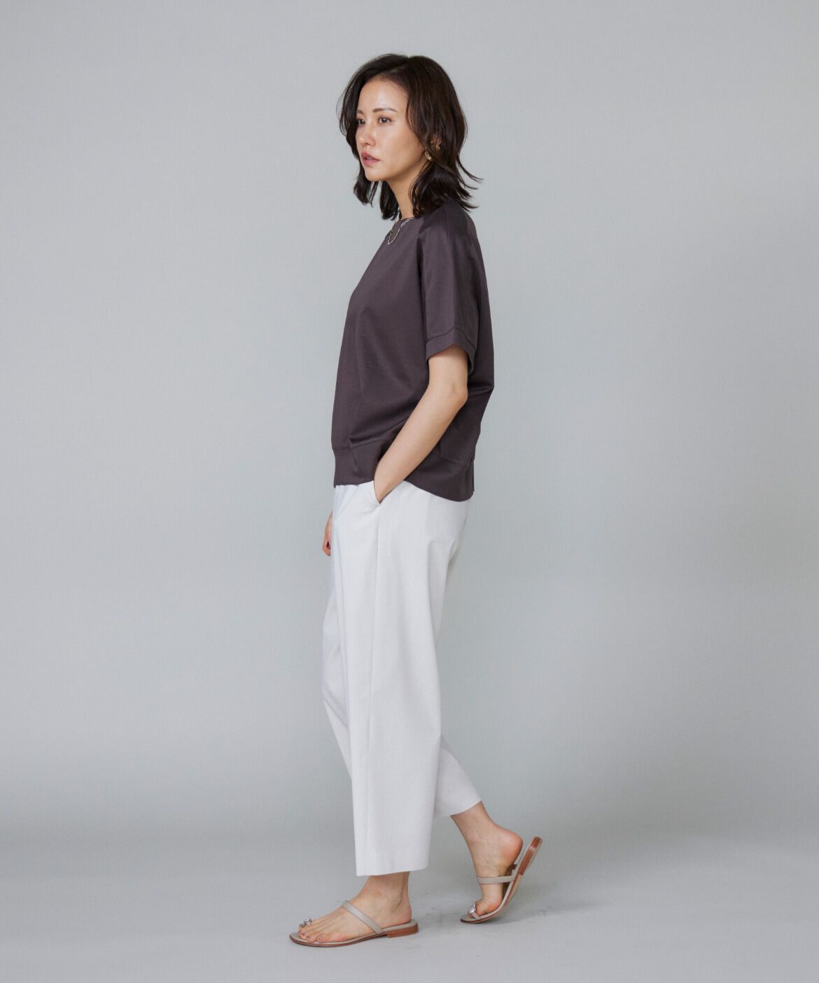 7-IDconcept.「《大きいサイズ》ヨーク切替ハイネックプルオーバー」|Tシャツ・カットソー|