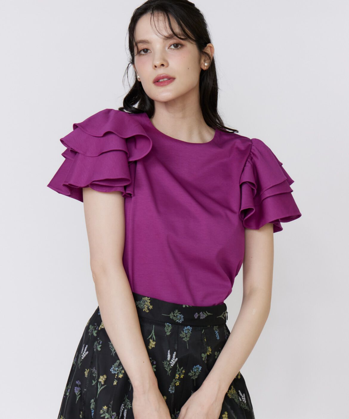 Maglie le cassetto「ボリュームフリルカットソー」|Tシャツ・カットソー|パープル2