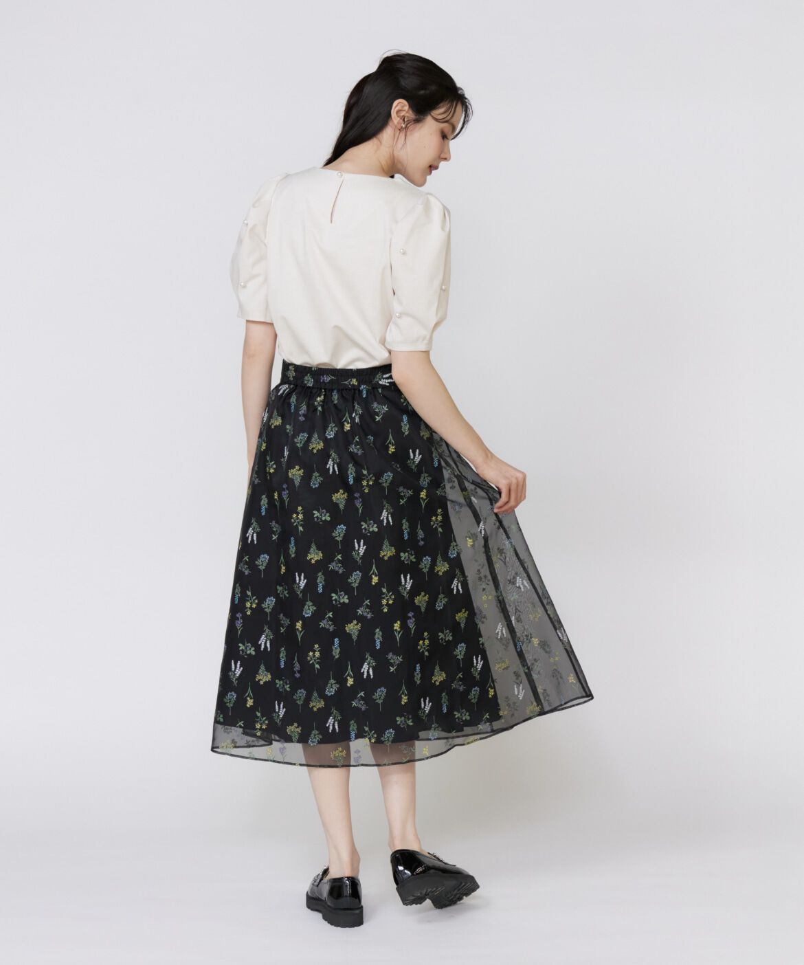 Maglie le cassetto「《大きいサイズ》袖パールカットソー」|Tシャツ・カットソー|