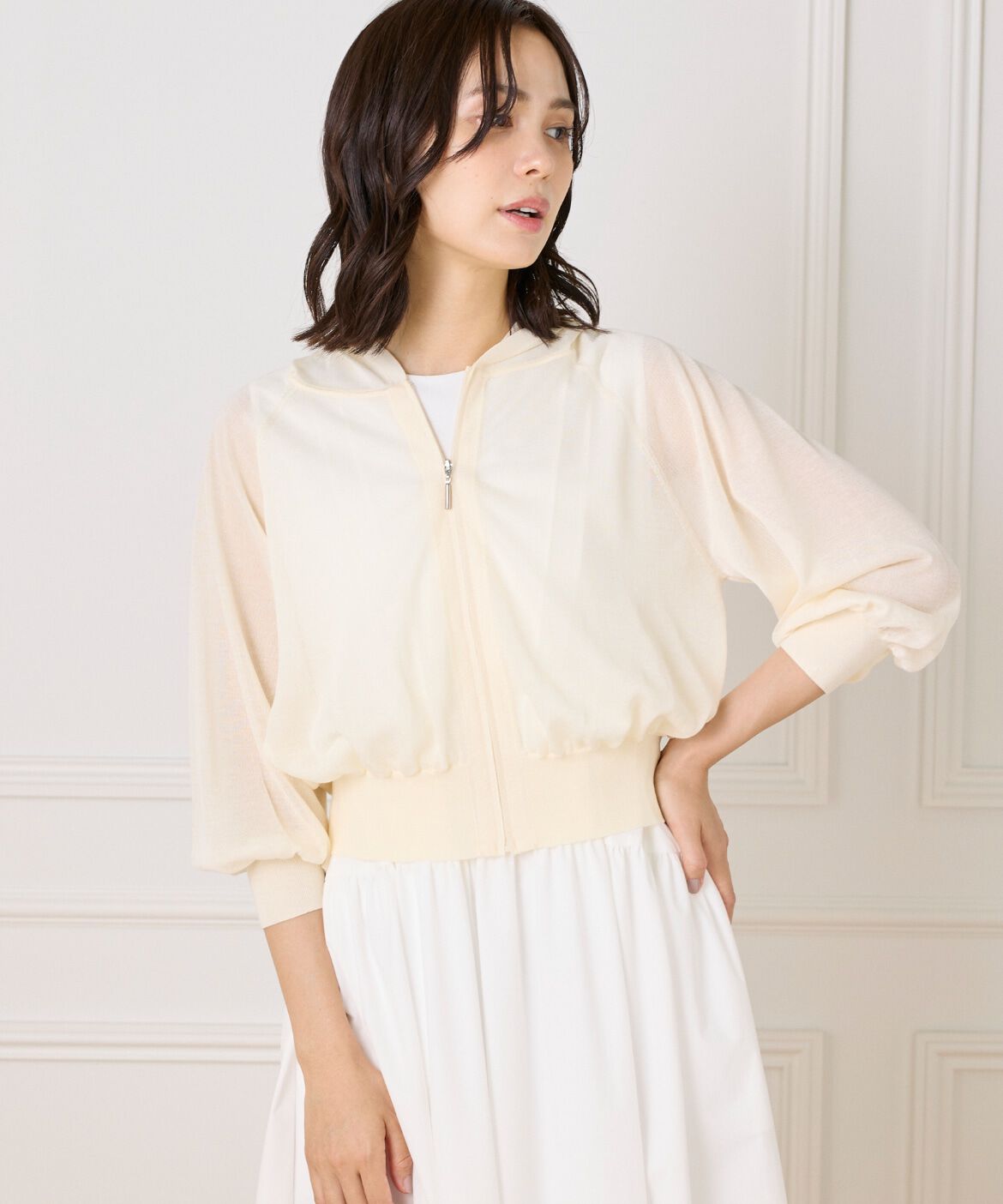 Maglie le cassetto「《大きいサイズ》シアーパーカー」|ニット・セーター|