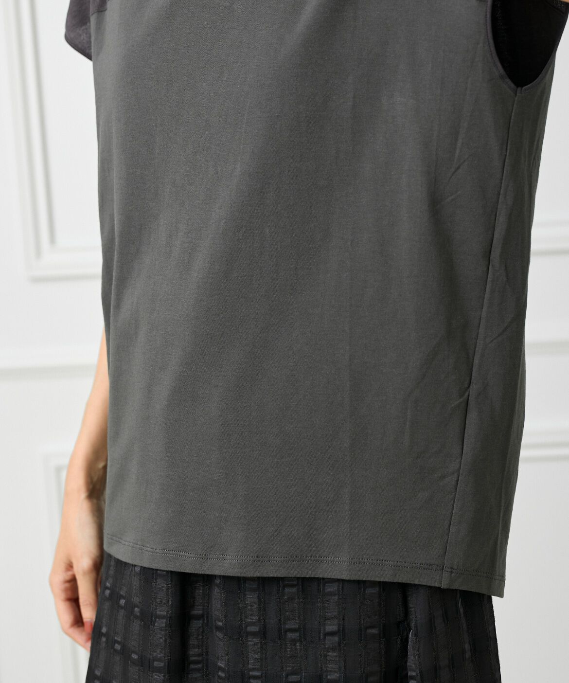 INED「《大きいサイズ》シースルードッキングプルオーバー」|Tシャツ・カットソー|