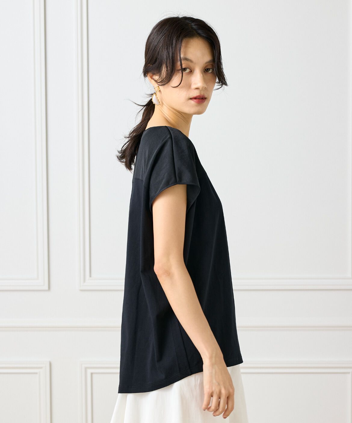 INED「《大きいサイズ》シースルードッキングプルオーバー」|Tシャツ・カットソー|