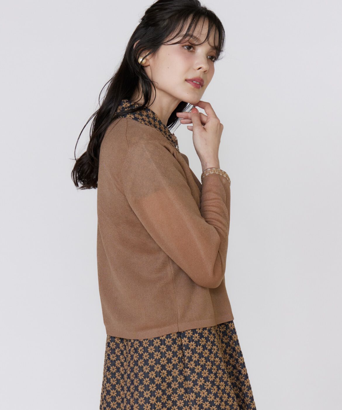 Maglie le cassetto「《大きいサイズ》ブレード付きシアーカーディガン」|カーディガン|